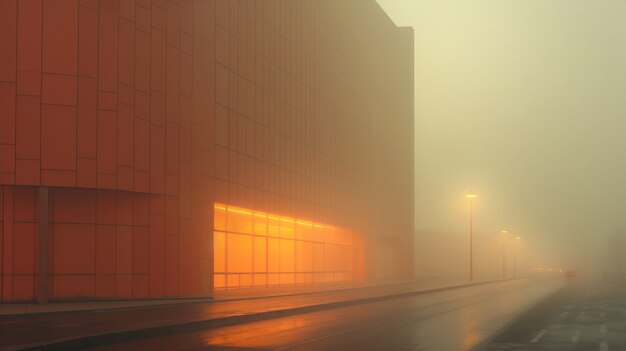 Uitzicht op stadsarchitectuur met mist