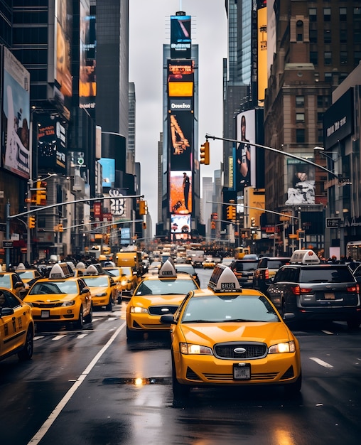 Uitzicht op taxi's in New York City