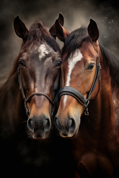 Uitzicht op twee paarden in de natuur