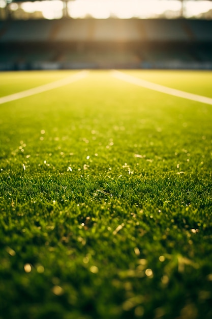 Uitzicht op voetbalveld met gras