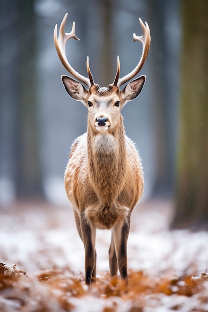 Uitzicht op wilde elanden in de natuur