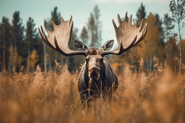 Uitzicht op wilde elanden in de natuur