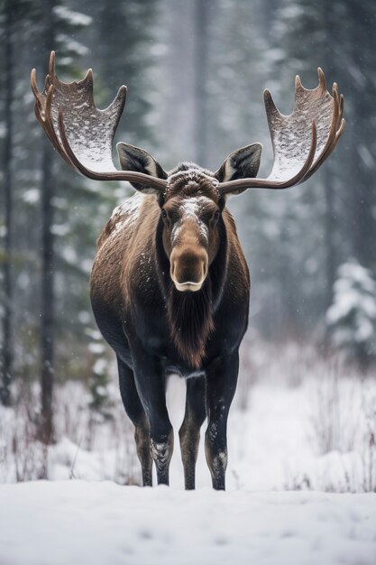 Uitzicht op wilde elanden met natuurlandschap