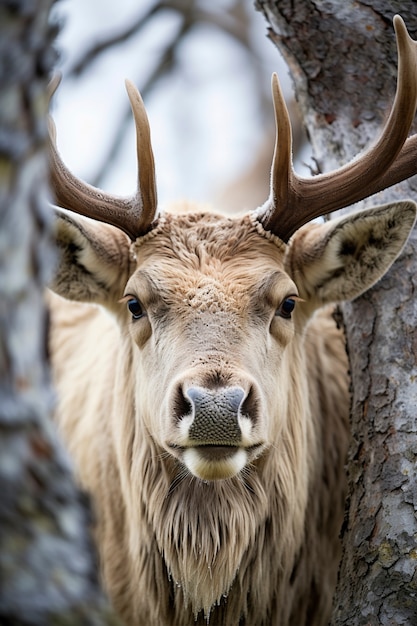 Uitzicht op wilde elanden met natuurlandschap