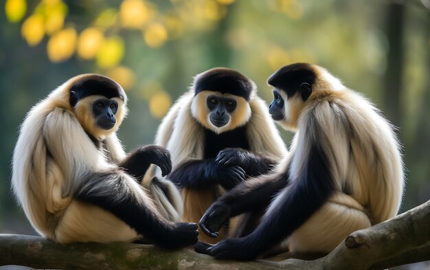Uitzicht op wilde gibbonapen in de natuur