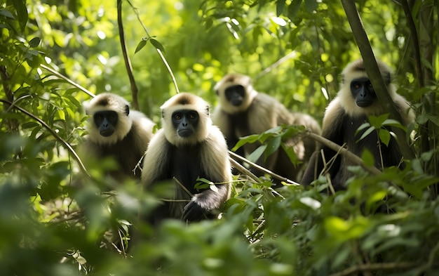 Gratis foto uitzicht op wilde gibbonapen in de natuur