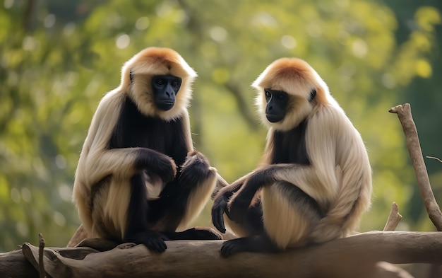 Gratis foto uitzicht op wilde gibbonapen in de natuur