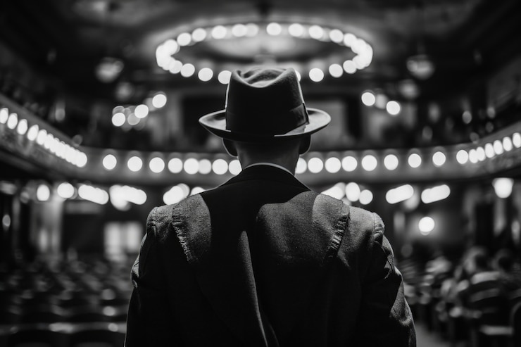 Gratis Foto uitzicht van een zwarte en een blanke persoon die het theater bezoekt