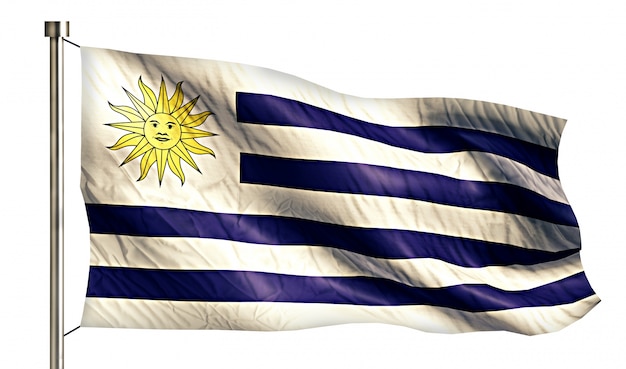 Uruguay Nationale Vlag Geïsoleerde 3D Witte Achtergrond