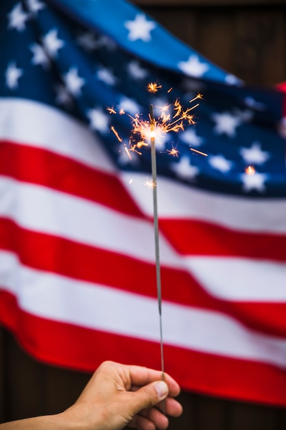 Usa onafhankelijkheidsdag concept met sparkler