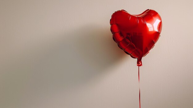 Valentijnsdag ansichtkaart met rood hart ballon op witte achtergrond