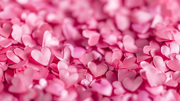 Valentijnsdag ansichtkaart met veel kleine roze hartjes op witte achtergrond