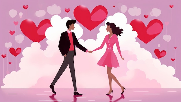 Gratis foto valentijnsdag digitale kunst met romantisch paar