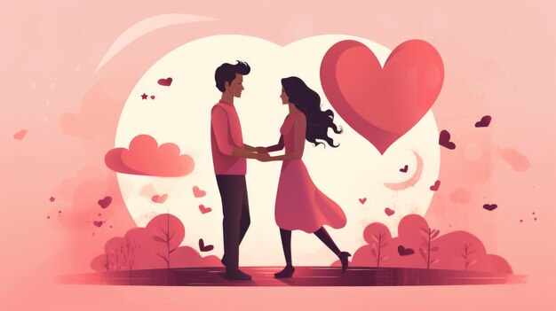 Valentijnsdag digitale kunst met romantisch paar
