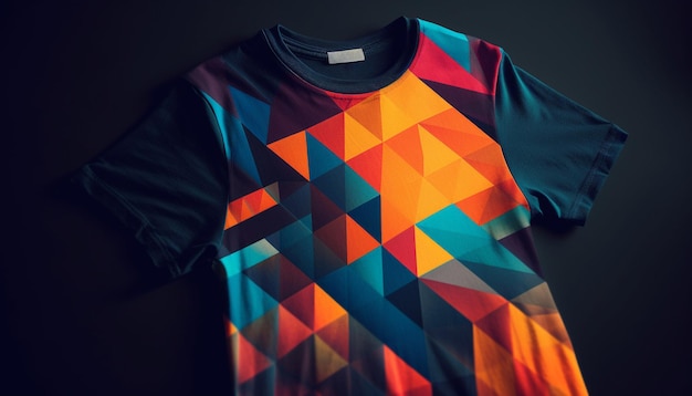 Veelkleurig abstract patroon op modieus t-shirt gegenereerd door AI