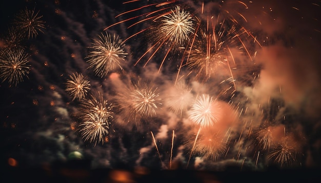Veelkleurig vuurwerk ontploft in levendige viering gegenereerd door AI
