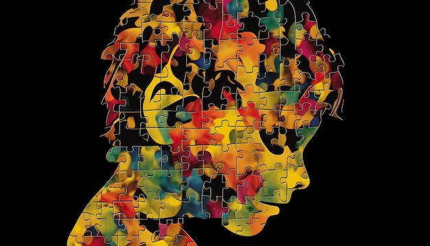 Veelkleurige silhouetachtergrond inspireert abstracte brainstormideeën gegenereerd door AI