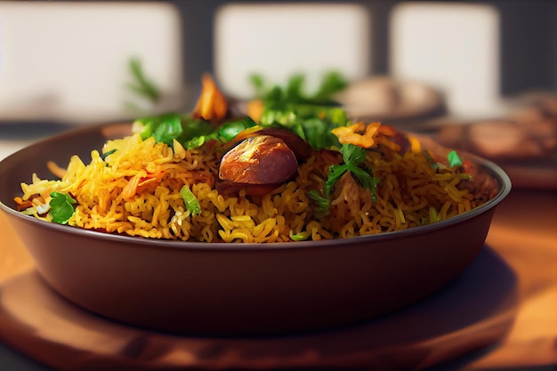 Gratis foto veg biryani of veg pulav gebakken rijst indiaas eten generatieve ai