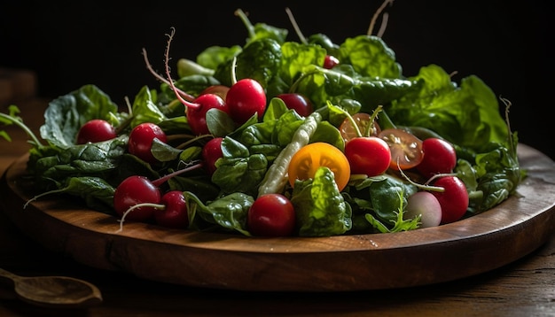 Vegetarische salade met gehakte tomaat en sla gegenereerd door AI