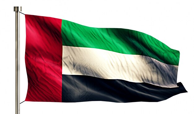 Verenigde Arabische Emiraten National Flag Geïsoleerde 3D Witte Achtergrond