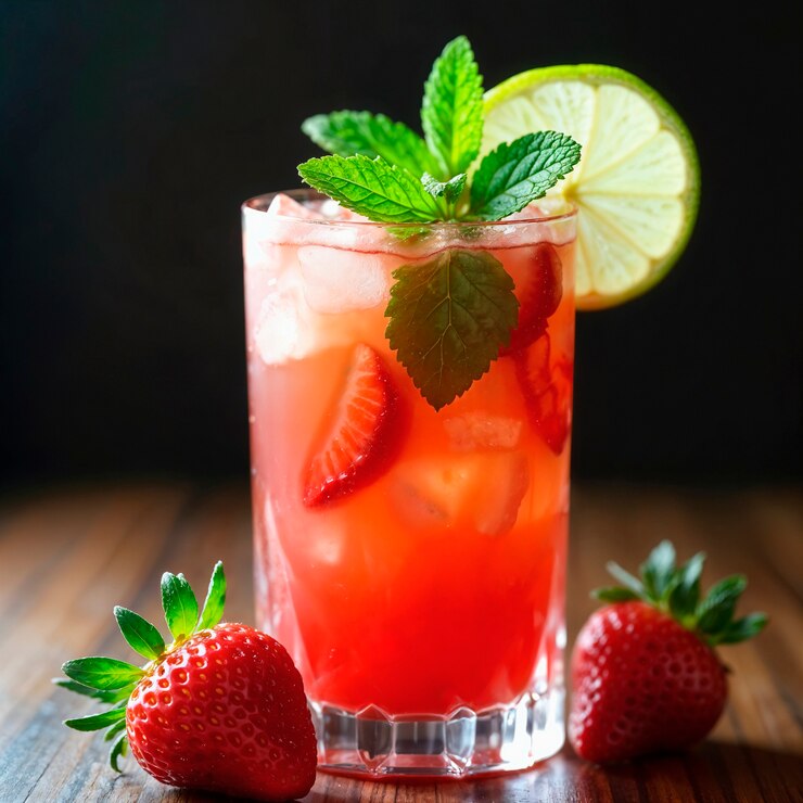 Gratis Foto verfrissende aardbeien limoen munt cocktail