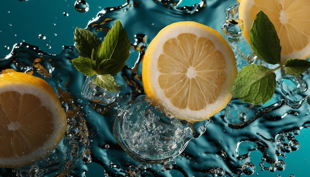 Gratis foto verfrissende limonade met ijsmunt en citrus gegeneerd door ai