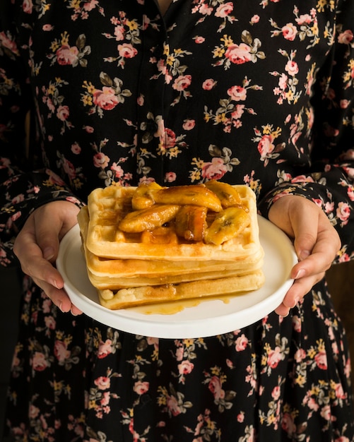 Gratis foto vergrote weergave van heerlijke wafels concept