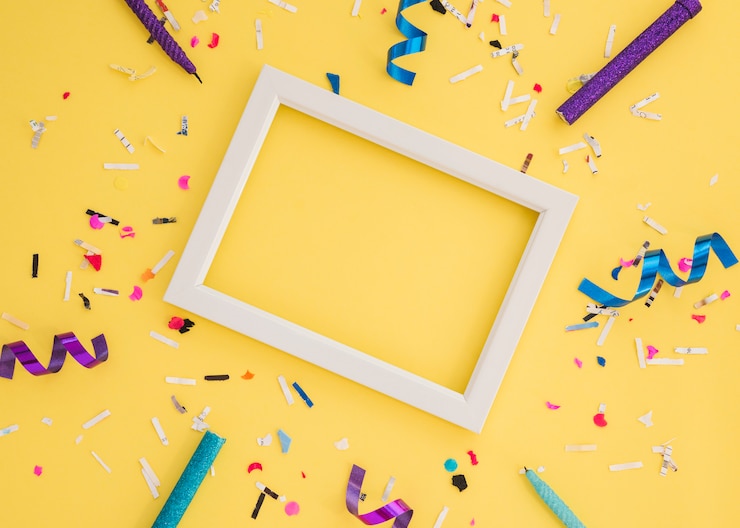 Gratis Foto verjaardag confetti met frame