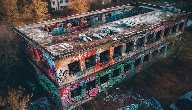 Gratis foto verlaten auto oud hout stadsleven gegenereerd door ai