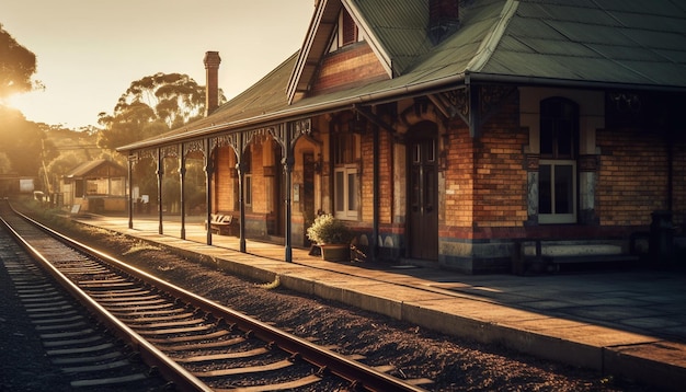 Gratis foto verlaten treinstation ouderwetse architectuur verdwijnen gegenereerd door ai