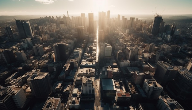 Verlichte wolkenkrabbers verlichten de skyline van de stad, gegenereerd door AI
