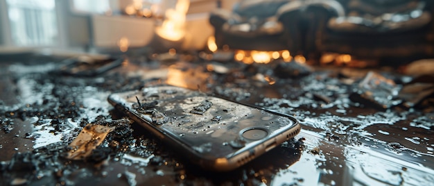Gratis foto vernietiging van de smartphone-scene