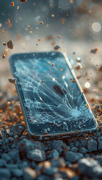 Gratis foto vernietiging van smartphones geïllustreerd