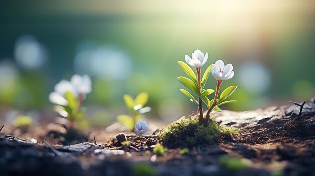 Vernieuwing in de lente Bloeiende bloemen en revitalisering