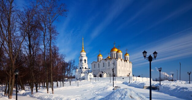 Veronderstellingskathedraal in Vladimir in de winter