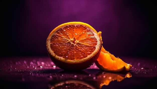 Vers citrusschijfje in water voor verfrissing gegenereerd door AI