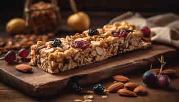 Gratis foto vers gebakken granola met noten en fruit gegenereerd door ai