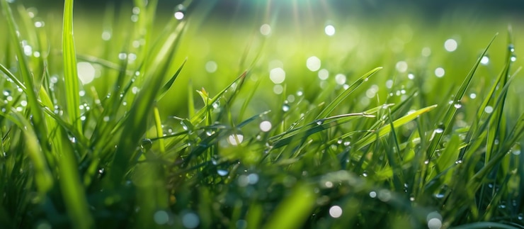 Gratis Foto vers gras met dauwdruppels ai gegenereerd beeld