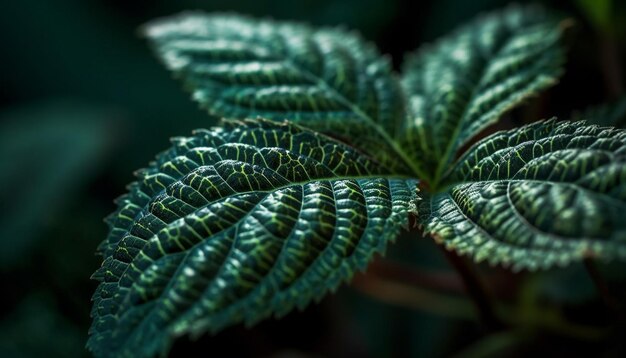 Gratis foto vers groen varenblad met dauwdruppels gegenereerd door ai