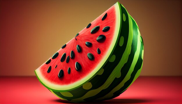 Vers watermeloenfruit in rode tabel generatieve AI