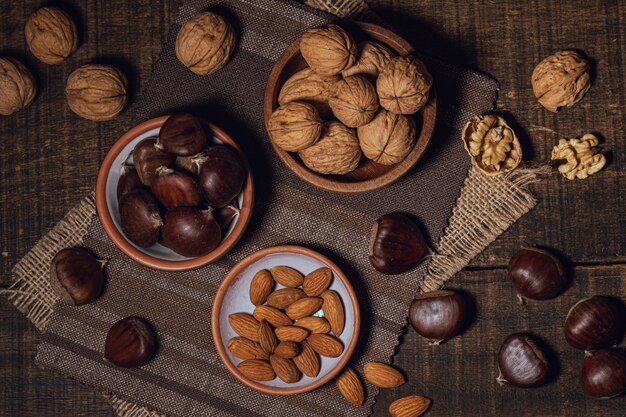 Verscheidenheid aan ingrediënten en gemengde noten