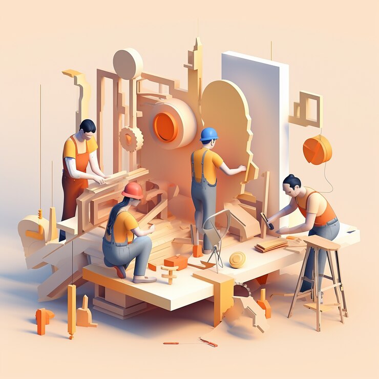 Gratis Foto verscheidenheid aan mensen die multitasken in een 3d-cartoonscene