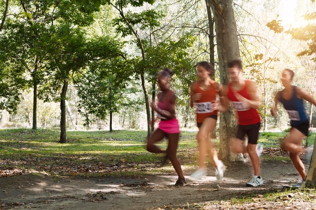 Verschillende mensen die deelnemen aan een cross country