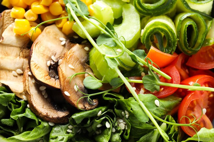 Gratis Foto verschillende smakelijke en voedzame gerechten voor de lunch van dichtbij