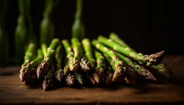 Gratis foto verse aspergebundel vastgebonden met rustiek touw gegenereerd door ai