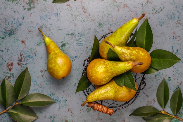 Gratis foto verse biologische boerderij fruit, peren, kweepeer, bovenaanzicht