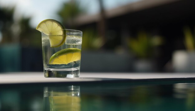 Verse citroenmojito op tafel met ijs gegenereerd door ai