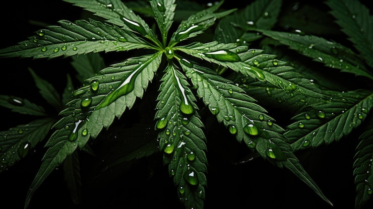 Gratis Foto verse en levendige groene marihuanablaadjes op een gevarieerde achtergrond