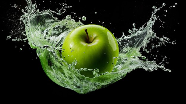 Verse groene appel met waterdruppels