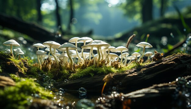 Verse herfstgroei een paddenstoel schoonheid in de natuur bos gegenereerd door AI